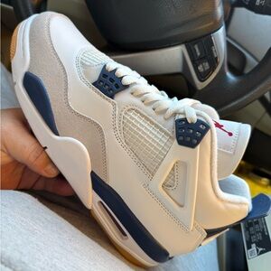 Jordan White and Blue Sneakers Iconic Design